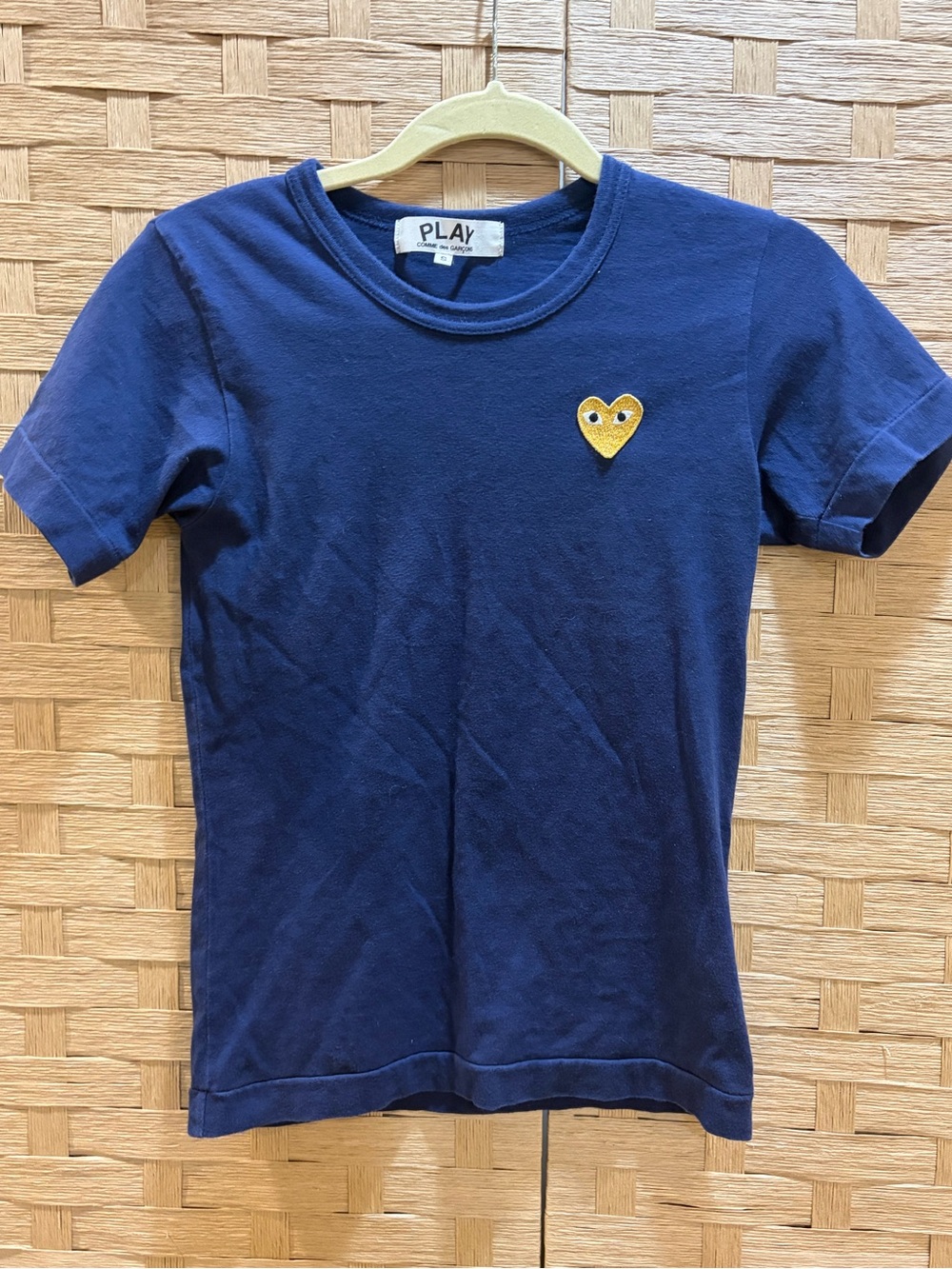 Comme des Garcons Play Gold Heart Womens Shirt L Navy Blue size Small